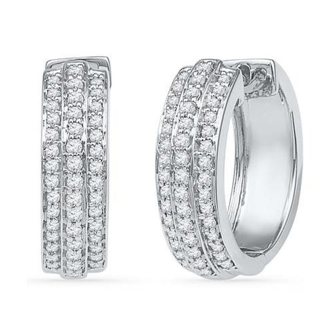 10KT White Gold 0.50CTW DIAMOND HOOPS EARRING