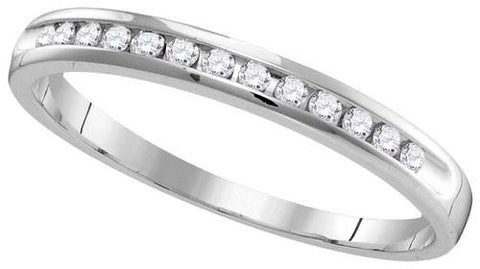 14KT White Gold 0.16CTW DIAMOND MACHINE SET BAND