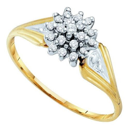 10KT Yellow Gold 0.10CTW DIAMOND  CLUSTER RING