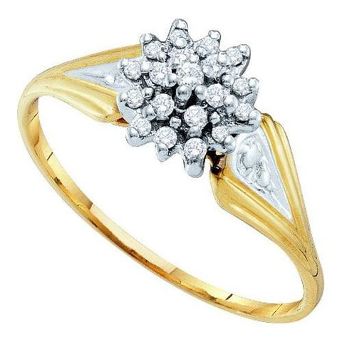 10KT Yellow Gold 0.10CTW DIAMOND  CLUSTER RING