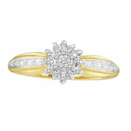 10KT Yellow Gold 0.10CTW  DIAMOND LADIES  CLUSTER RING