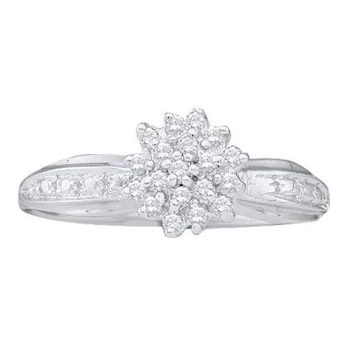 10KT White Gold 0.10CTW  DIAMOND CLUSTER RING