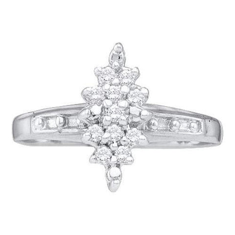 10KT White Gold 0.10CTW DIAMOND CLUSTER RING