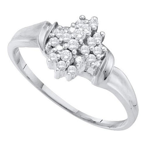 10KT White Gold 0.15CTW DIAMOND CLUSTER RING