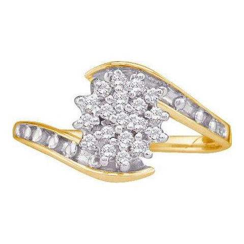 10KT Yellow Gold 0.15CTW  DIAMOND CLUSTER RING