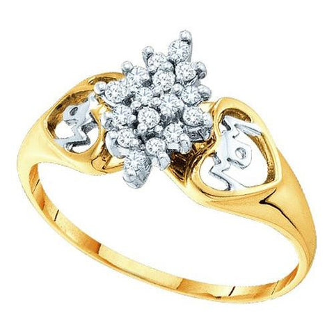 10KT Yellow Gold 0.15CTW ROUND DIAMOND LADIES CLUSTER RING