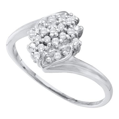 10KT White Gold 0.12CTW DIAMOND CLUSTER RING WHITE GOLD