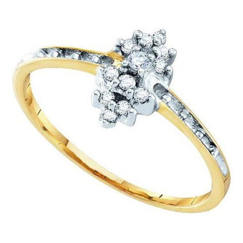 10KT Yellow Gold 0.12CTW DIAMOND  CLUSTER RING