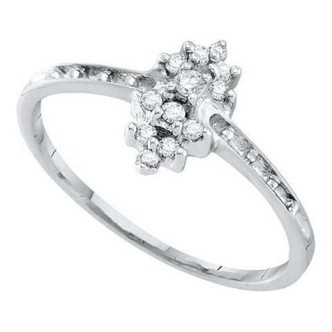 10KT White Gold 0.12CTW DIAMOND CLUSTER RING WHITE GOLD