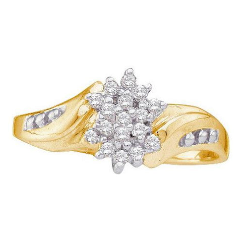 10KT Yellow Gold 0.12CTW DIAMOND CLUSTER RING