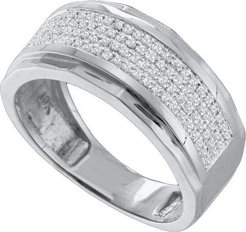 10KT White Gold 0.35CT DIAMOND MICRO  PAVE MENS BAND