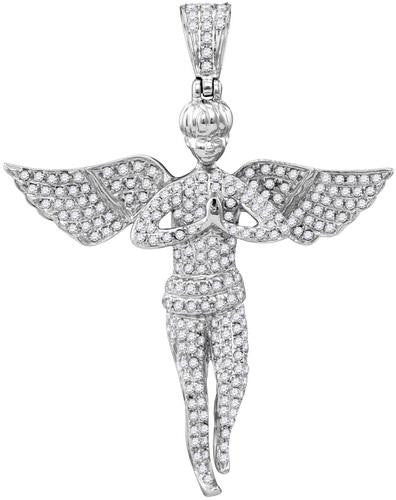 10KT White Gold 1.05CTW-Diamond ANGEL PENDANT