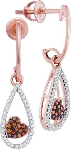 10KT Rose Gold 0.20CTW RED DIAMOND MICRO-PAVE EARRING