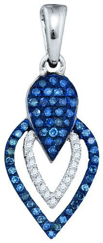 10KT White Gold 0.20CTW BLUE DIAMOND MICRO-PAVE PENDANT