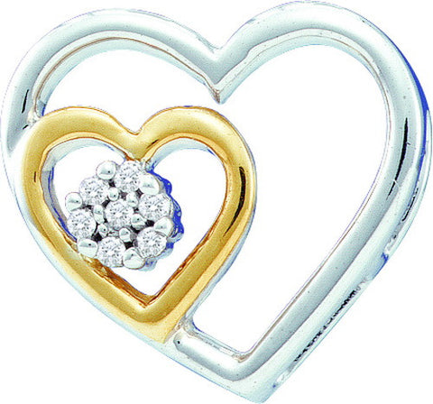 10KT White Gold Two Tone 0.03CTW DIAMOND  HEART PENDANT