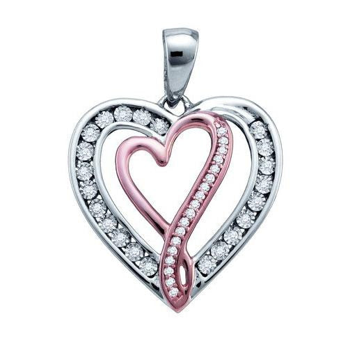 10KT White Gold Two Tone 0.12CT-Diamond HEART PENDANT