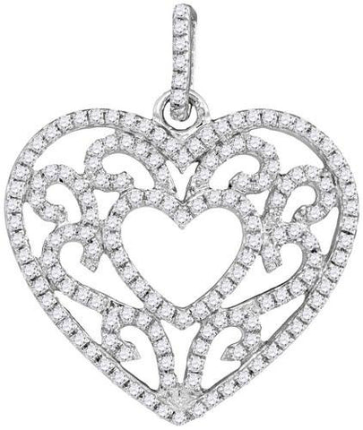 10KT White Gold 0.50CTW DIAMOND FASHION PENDANT