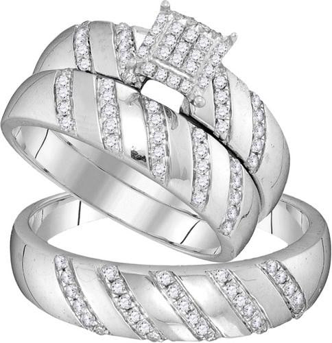 10KT White Gold 0.50CTW DIAMOND FASHION TRIO SET