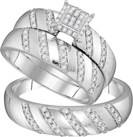 10KT White Gold 0.50CTW DIAMOND FASHION TRIO SET