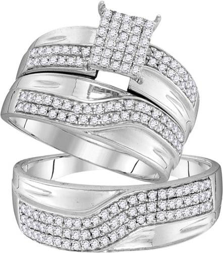 10KT White Gold 0.75CTW DIAMOND FASHION TRIO SET