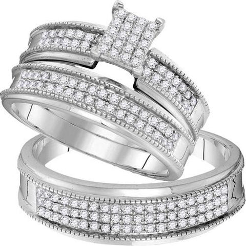 10KT White Gold 0.75CTW DIAMOND FASHION TRIO SET