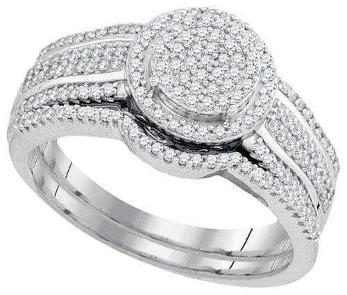 10KT White Gold 0.50CTW DIAMOND MIRO-PAVE BRIDAL SET