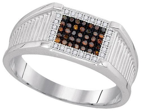 10KT White Gold 0.20CTW RED DIAMOND MENS RING