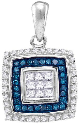 10KT White Gold 0.33CTW BLUE DIAMOND FASHION PENDANT