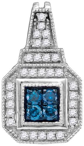 10KT White Gold 0.35CTW BLUE DIAMOND FASHION PENDANT