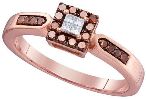 10KT Rose Gold 0.25CTW RED DIAMOND FASHION RING