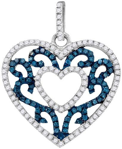 10KT White Gold 0.50CTW BLUE DIAMOND FASHION PENDANT