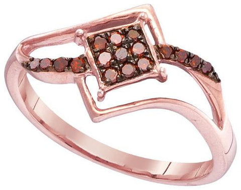 10KT Rose Gold 0.15CTW RED DIAMOND FASHION RING