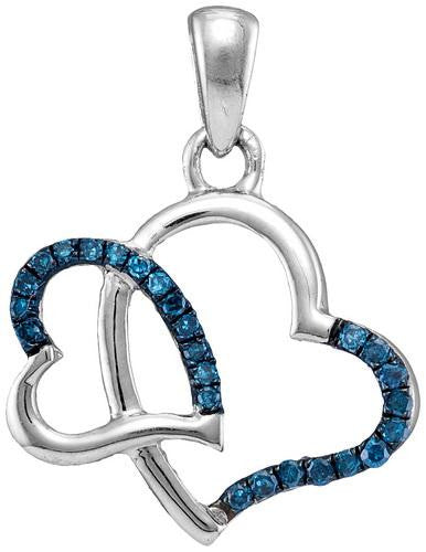 10KT White Gold 0.11CTW BLUE DIAMOND FASHION PENDANT