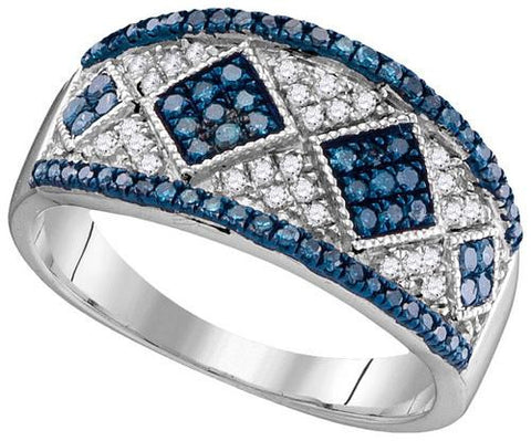 10KT White Gold 0.51CTW BLUE DIAMOND FASHION RING