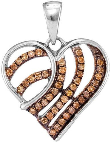 10KT White Gold 0.25CTW COGNAC DIAMOND FASHION PENDANT