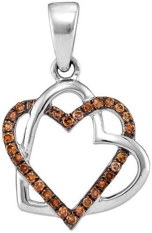 10KT White Gold 0.25CTW COGNAC DIAMOND FASHION PENDANT