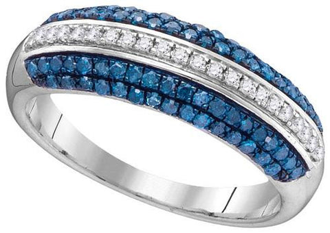 10KT White Gold 0.50CTW BLUE DIAMOND FASHION RING