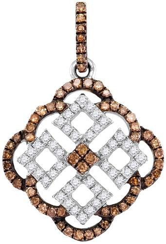 10KT White Gold 0.50CTW COGNAC DIAMOND FASHION PENDANT