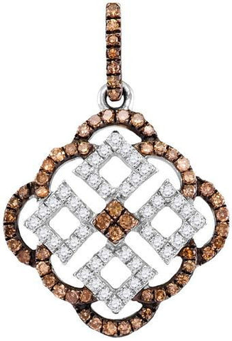 10KT White Gold 0.50CTW COGNAC DIAMOND FASHION PENDANT