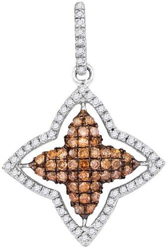 10KT White Gold 0.50CTW COGNAC DIAMOND FASHION PENDANT