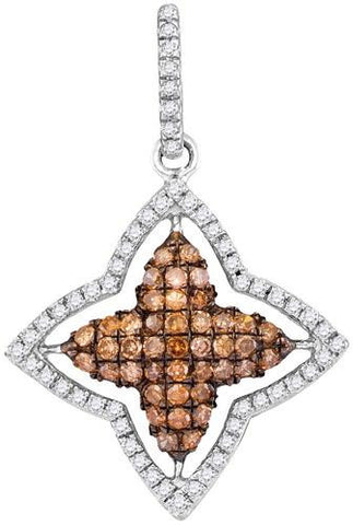 10KT White Gold 0.50CTW COGNAC DIAMOND FASHION PENDANT