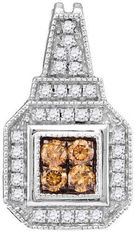 10KT White Gold 0.35CTW COGNAC DIAMOND FASHION PENDANT