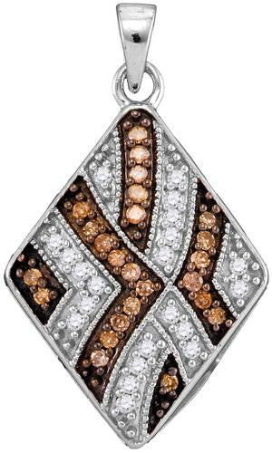 10KT White Gold 0.33CTW COGNAC DIAMOND FASHION PENDANT