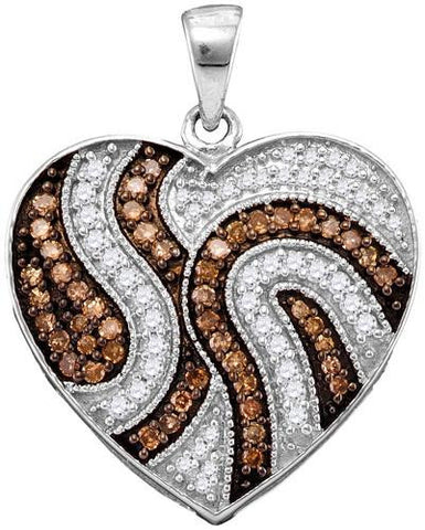 10KT White Gold 0.50CTW COGNAC DIAMOND FASHION PENDANT