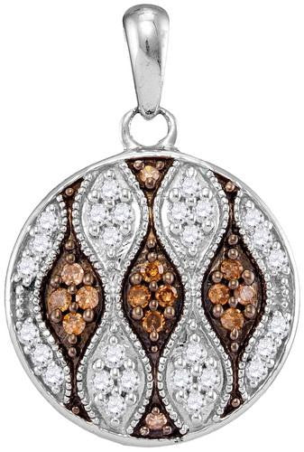 10KT White Gold 0.33CTW COGNAC DIAMOND FASHION PENDANT