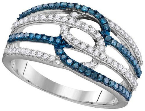 10KT White Gold 0.46CTW BLUE DIAMOND FASHION RING