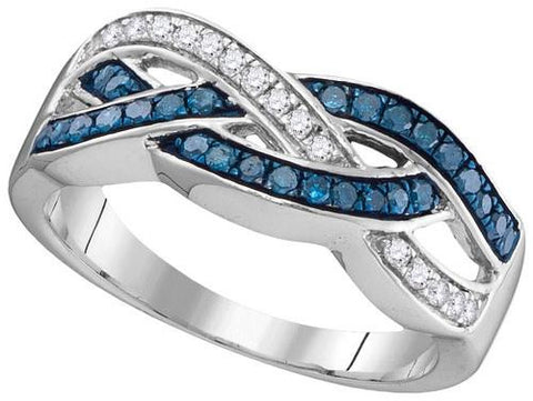 10KT White Gold 0.35CTW BLUE DIAMOND FASHION RING