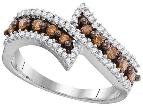 10KT White Gold 0.50CTW COGNAC DIAMOND FASHION RING