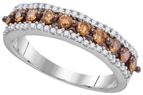 10KT White Gold 0.60CTW COGNAC DIAMOND FASHION RING