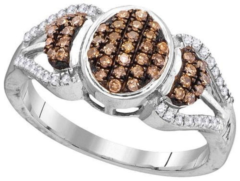 10KT White Gold 0.33CTW COGNAC DIAMOND FASHION RING